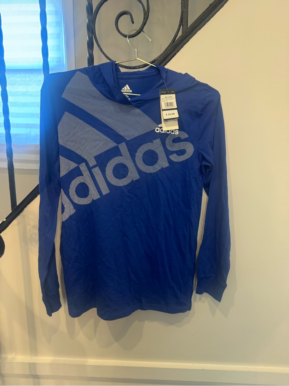 NWT adidas Royal Blue Long Sleeve Logo Hoodie Shirt